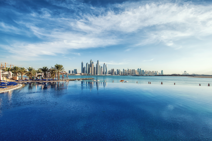 De hypermoderne skyline van Dubai